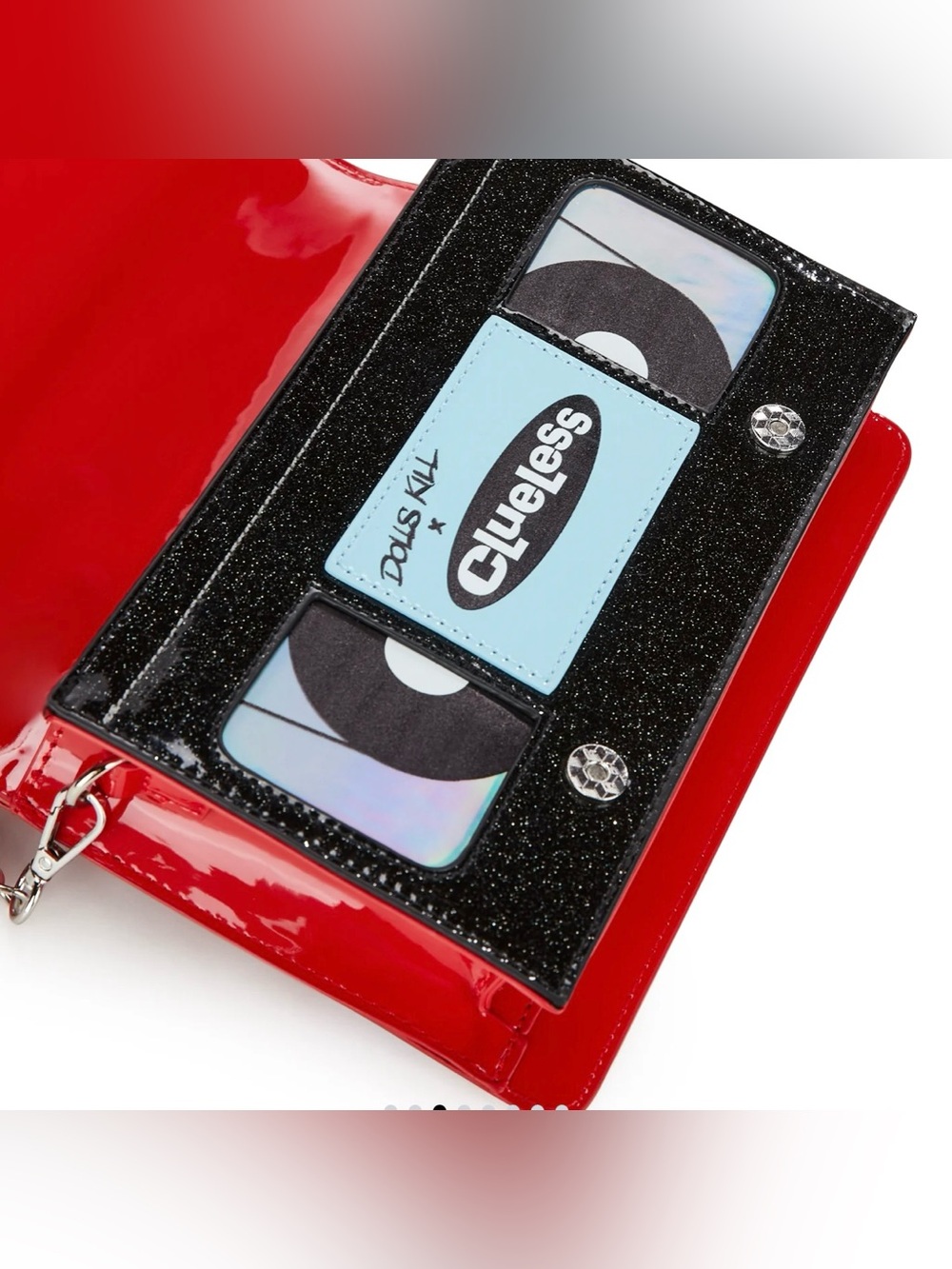 DOLLS KILL X CLUELESS VHS MEMORIES Clueless Red Chain Crossbody Book Bag 80s - Picture 3 of 6